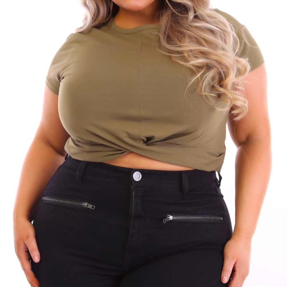Olive green FASHION NOVA crop